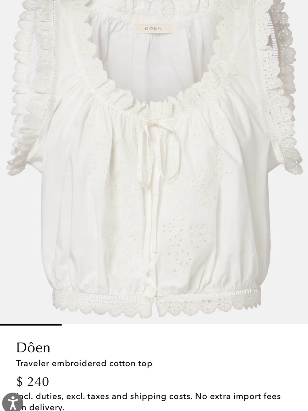Doen traveler Embroidered Cotton Top